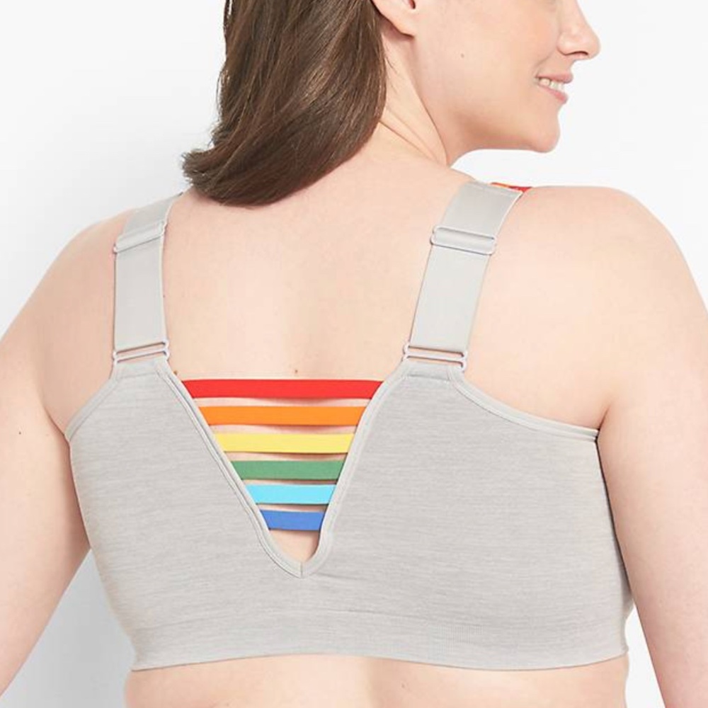 Lane Bryant - Seamless Colorful Rainbow Strappy Gray Grey Bra Bralette - 22/24